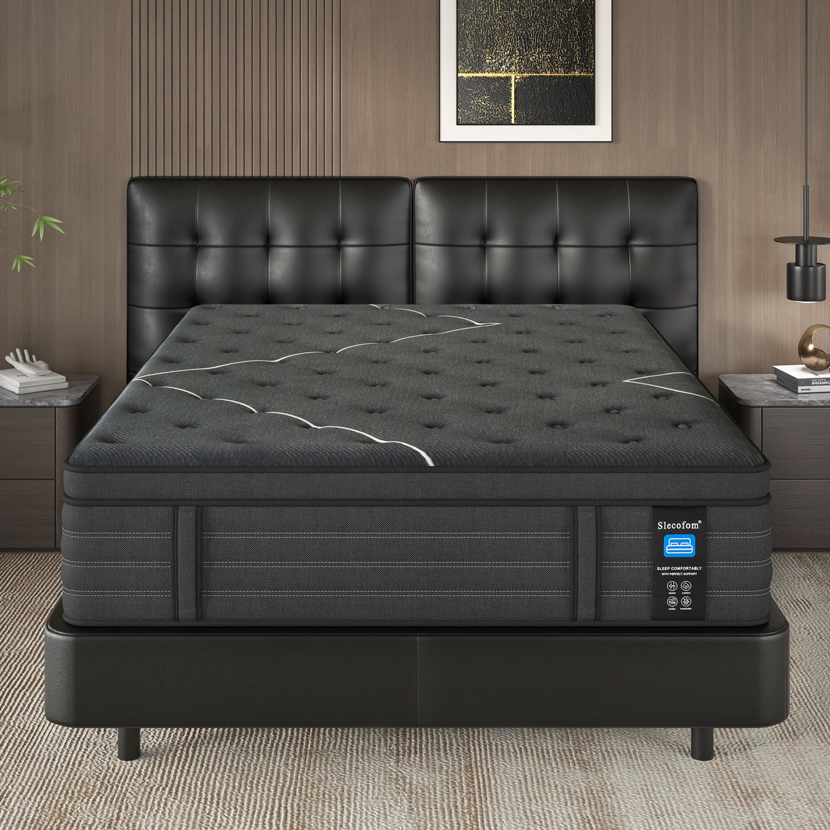 Slecofom 14 Inch Extra Firm Hybrid Mattress - Extra Firm, Fiberglass Free
