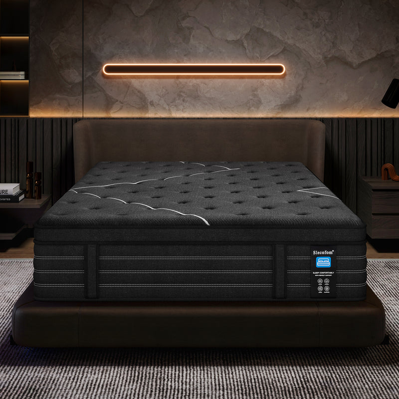 Extra Firm Mattress, 14 Inch Foam Encased Mattress,Memory Foam Hybrid with Extra Lumbar Support, Back Pain Relief&Cool Sleep, Firm Foam Encased Edge,Motion Isolation,Fiberglass-Free