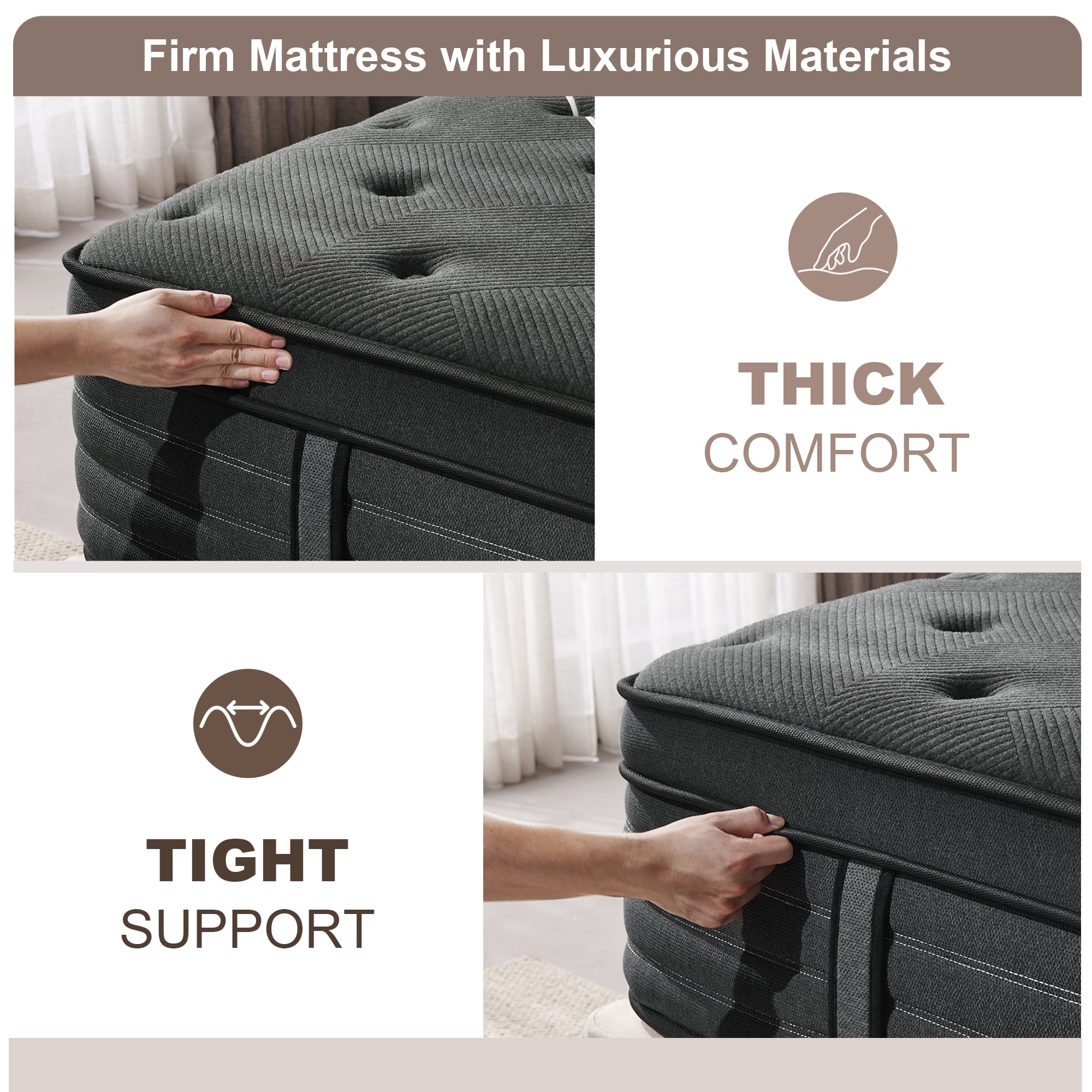 Extra Firm Queen Mattress, 14 Inch Queen Size Mattress,Memory Foam Hybrid with Extra Lumbar Support, Back Pain Relief&Cool Sleep, Firm Foam Encased Edge,Motion Isolation,Fiberglass-Free