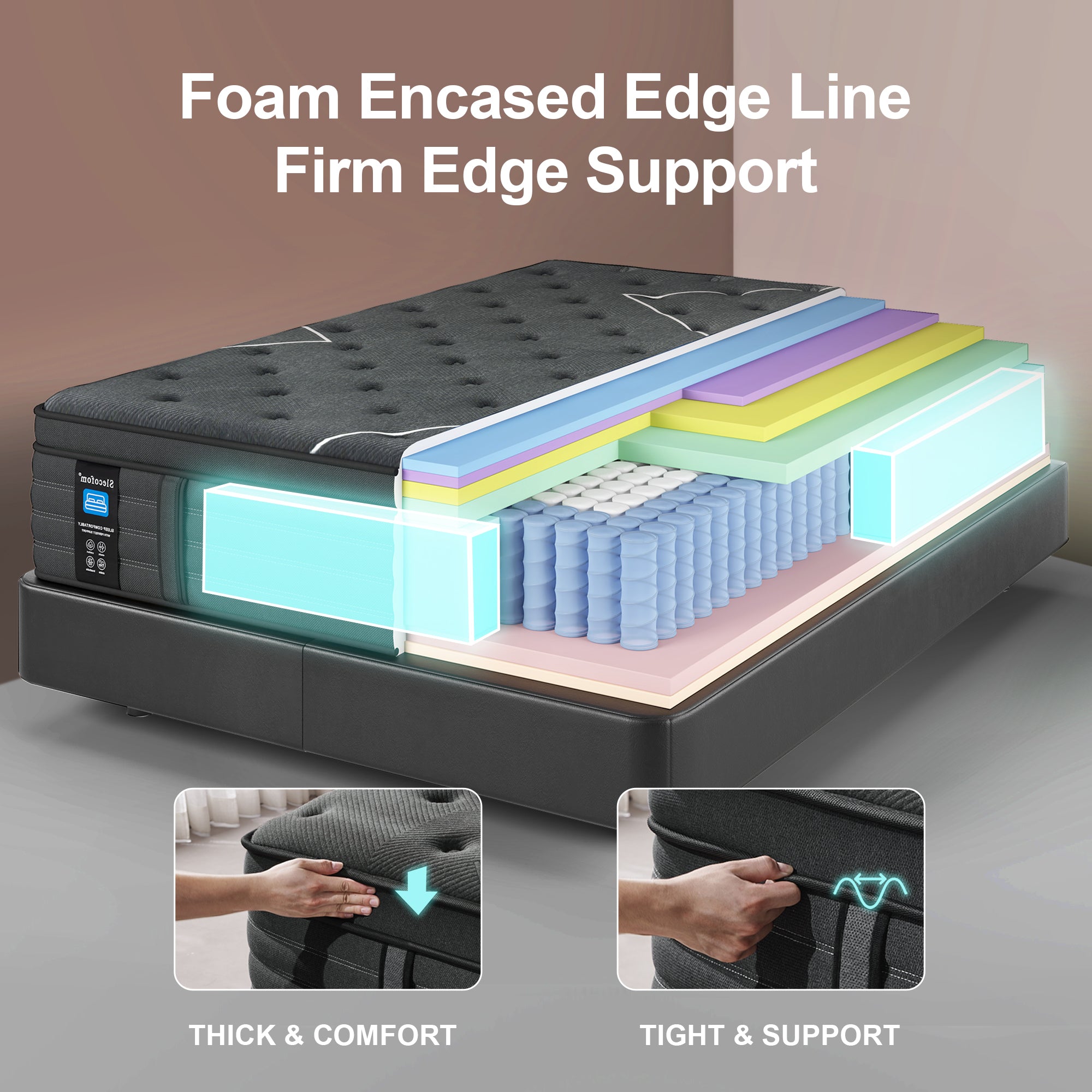 Extra Firm Queen Mattress, 14 Inch Queen Size Mattress,Memory Foam Hybrid with Extra Lumbar Support, Back Pain Relief&Cool Sleep, Firm Foam Encased Edge,Motion Isolation,Fiberglass-Free